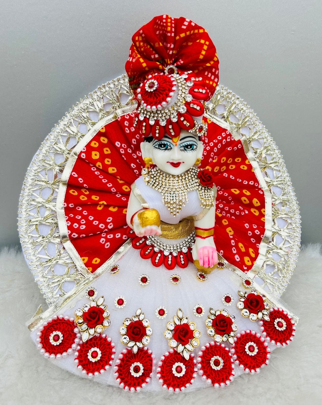 Red Heavy dress with pagdi for laddu gopal/ radha rani