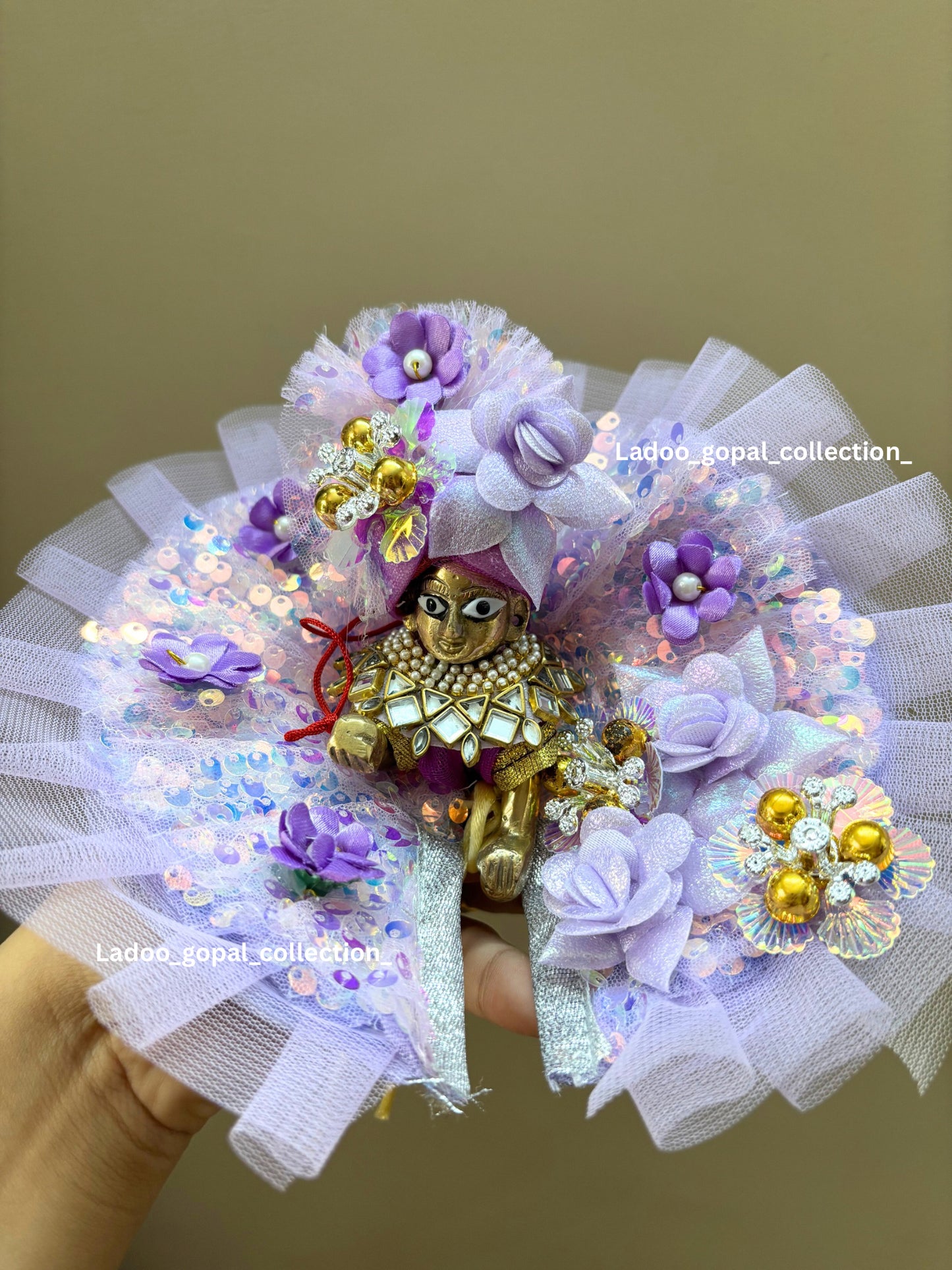 Sequin work poshak for laddu gopal