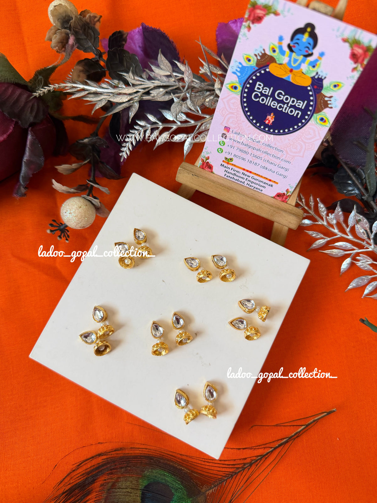 Golden jhumke for laddu gopal