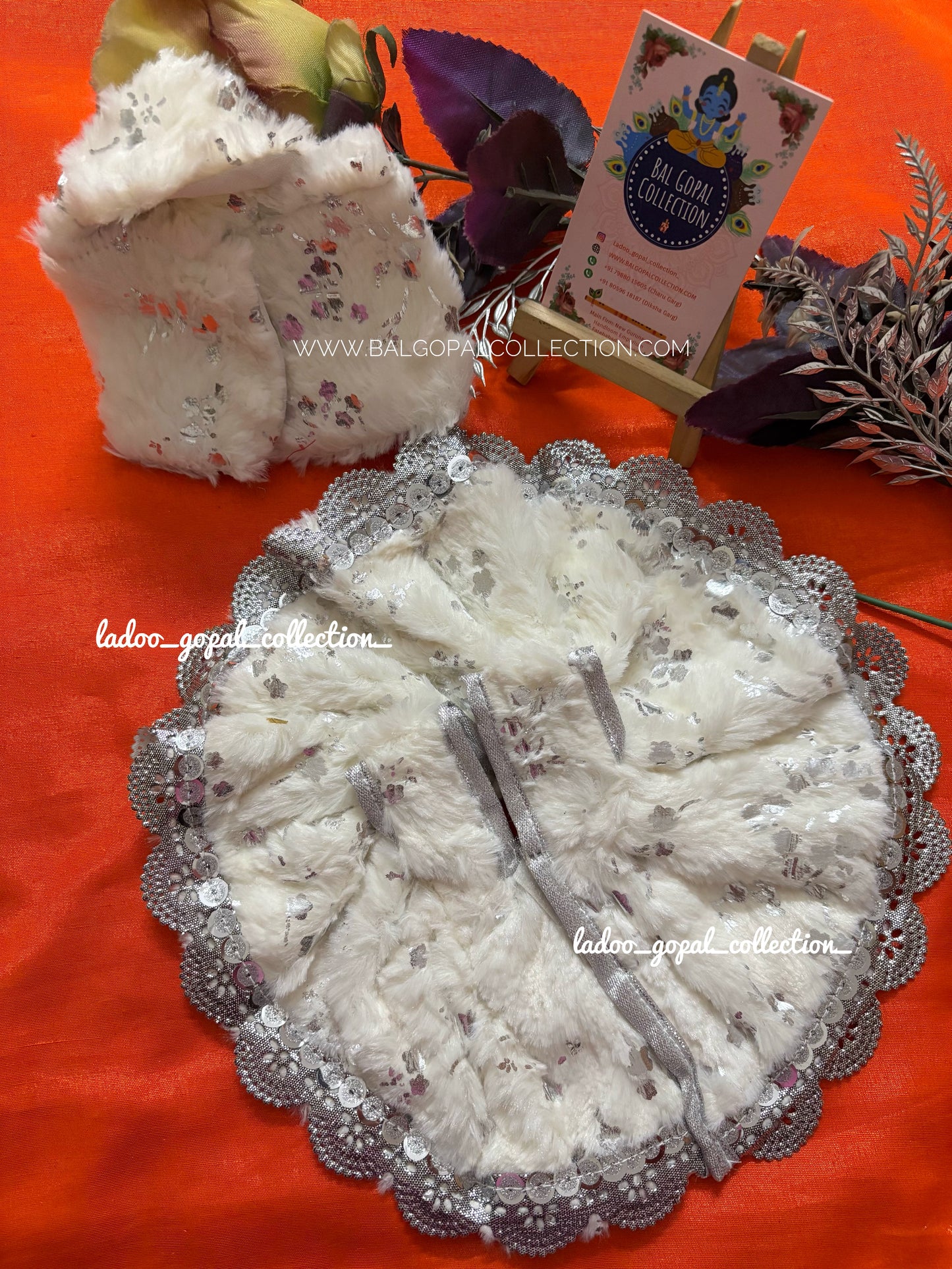 Heavy white winter poshak for laddu gopal size 4