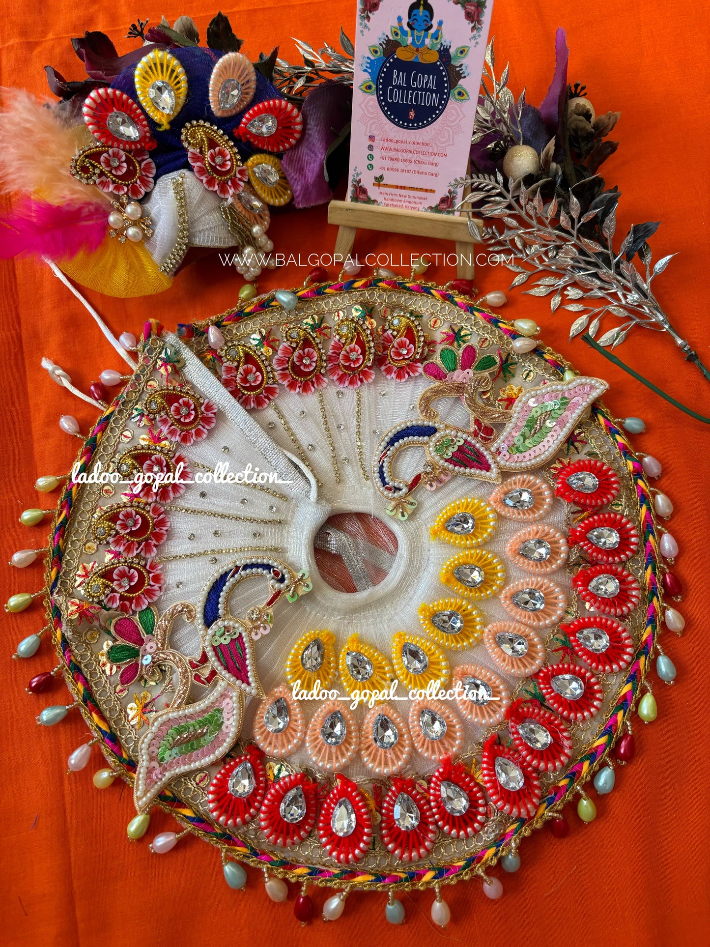 White multi heavy poshak for laddu gopal