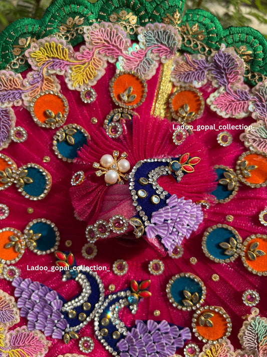 Heavy peacock handwork poshak for laddu gopal
