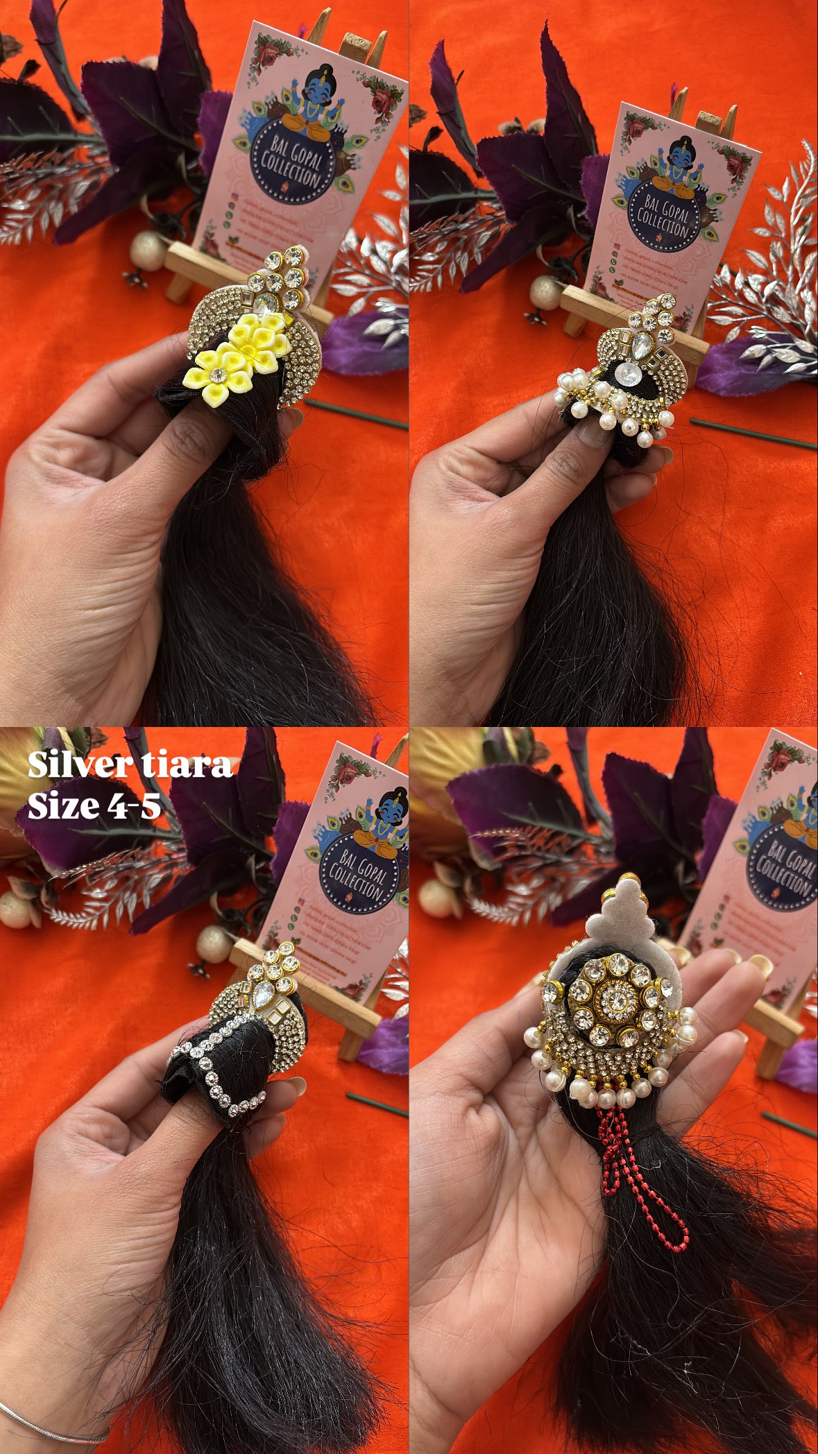 Heavy Silver Tiara for Radha Rani Open Kesh | Deity Hair Accessory