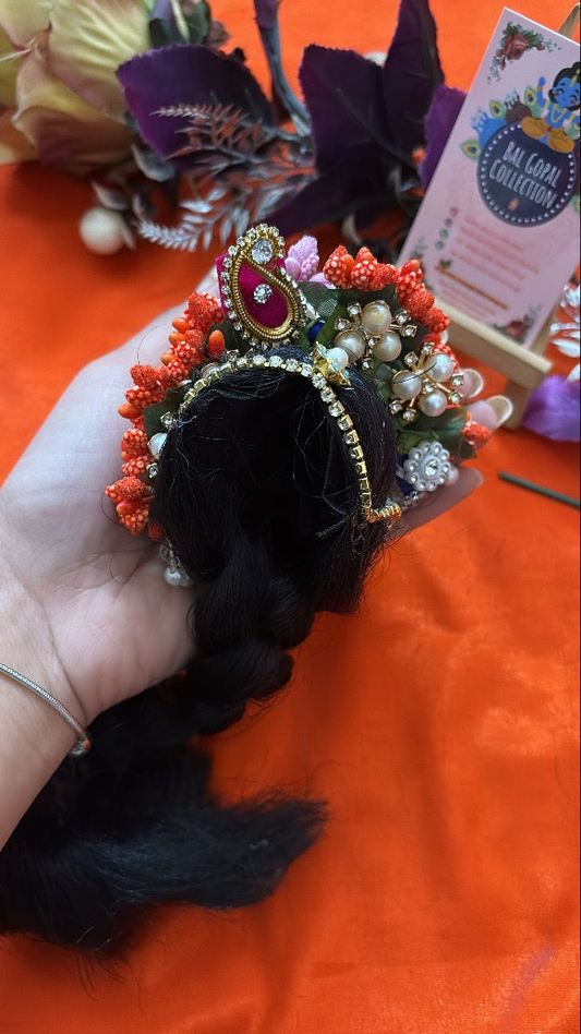 Heavy designer Kesh for Radha Rani (7-8) | Deity Hair Accessory