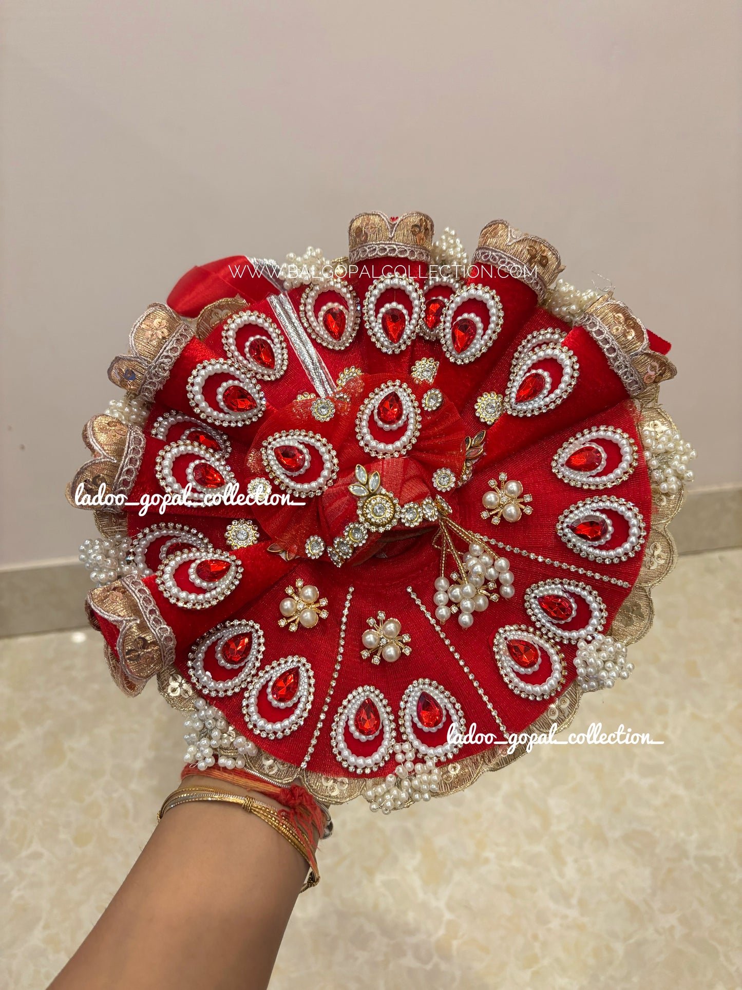 Heavy red cone poshak with pagdi