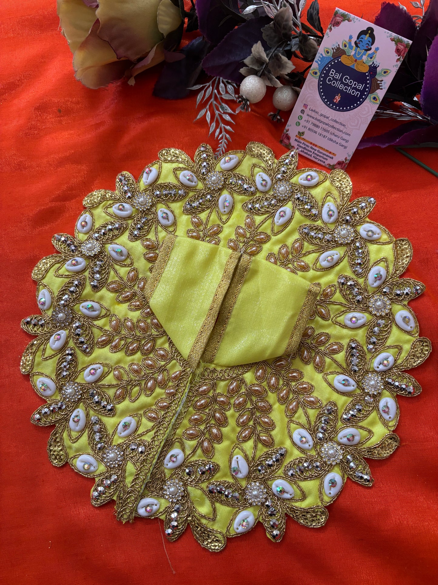 Yellow work poshak for laddu gopal