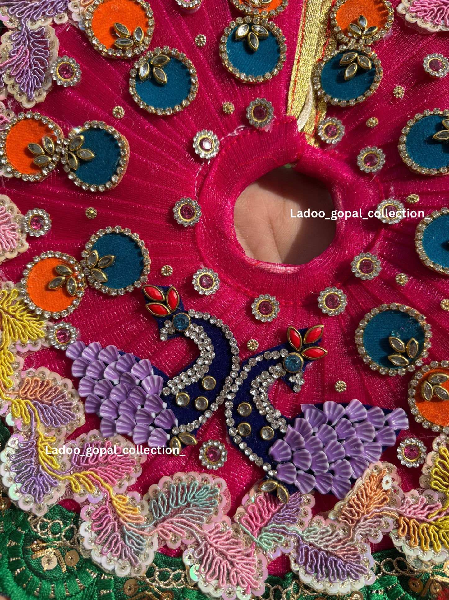 Heavy peacock handwork poshak for laddu gopal