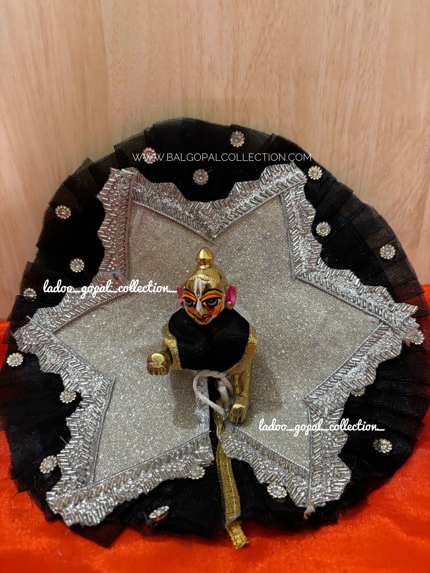 Black silver star poshak for laddu gopal