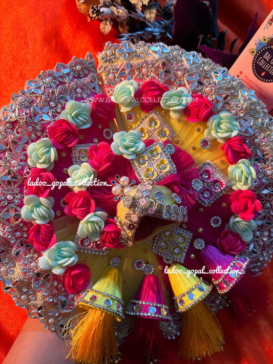 Heavy colorful poshak with pagdi for laddu gopal