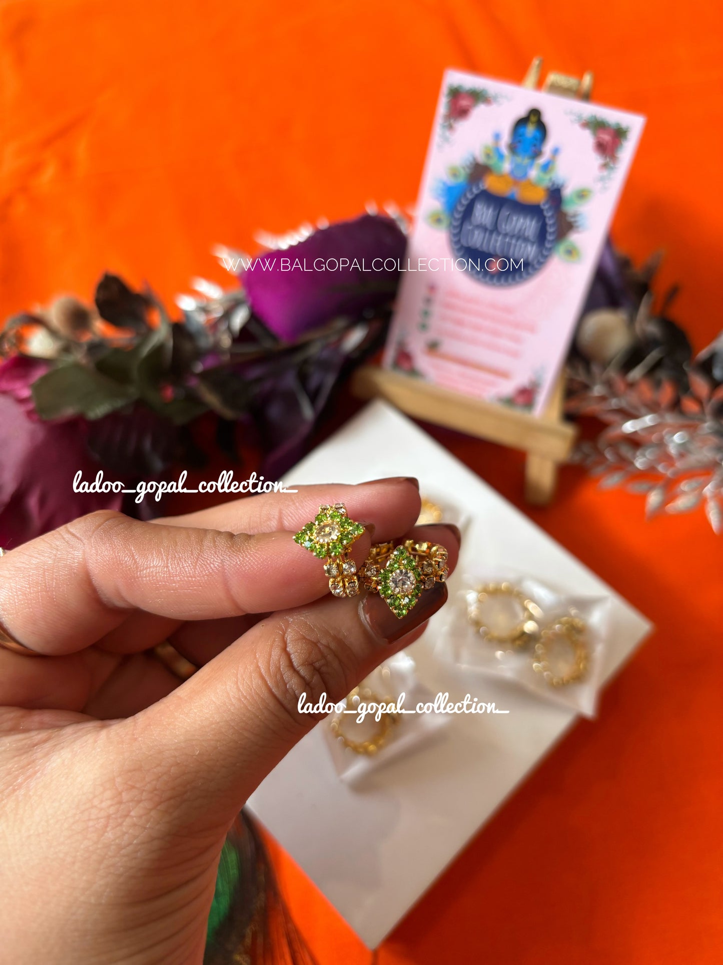 Leaf stone bangles fot ladu gopal size 4-5
