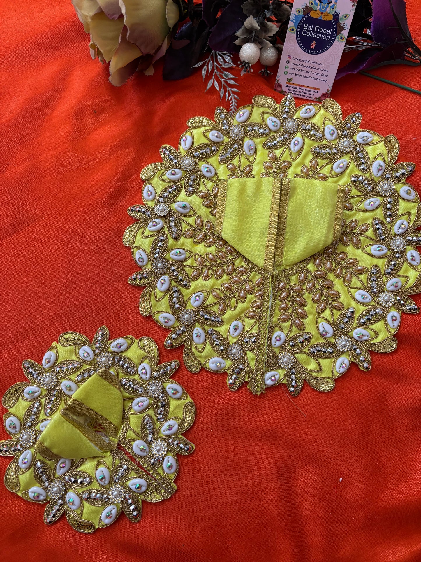 Yellow work poshak for laddu gopal