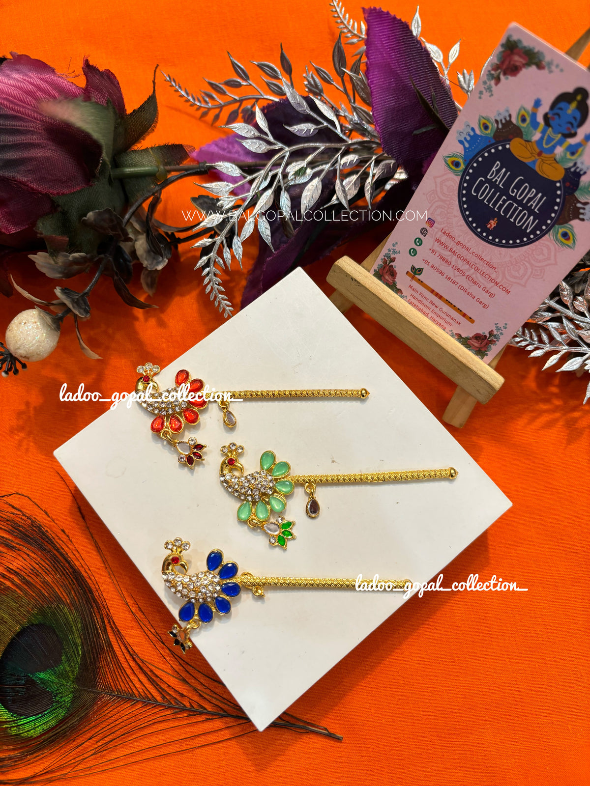 Heavy peacock bansi for laddu gopal
