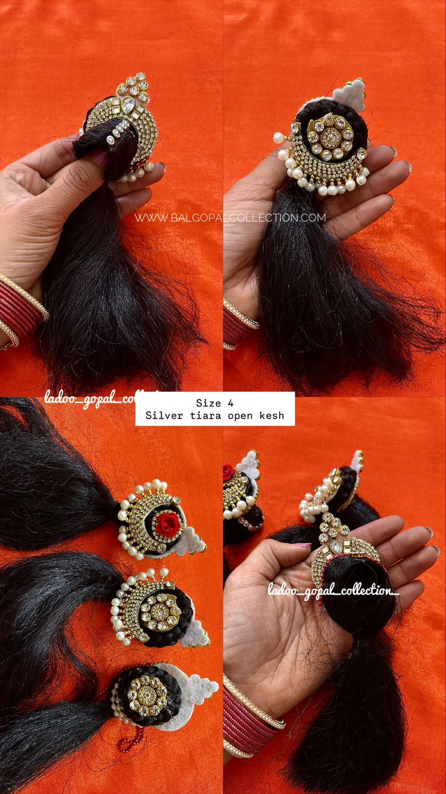 Heavy Silver Tiara for Radha Rani Open Kesh size 4 | Deity Hair Accessory