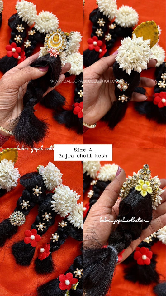 Premium Gajra Choti Kesh for Radha Rani for Size 4| Designer Deity Hair Accessory
