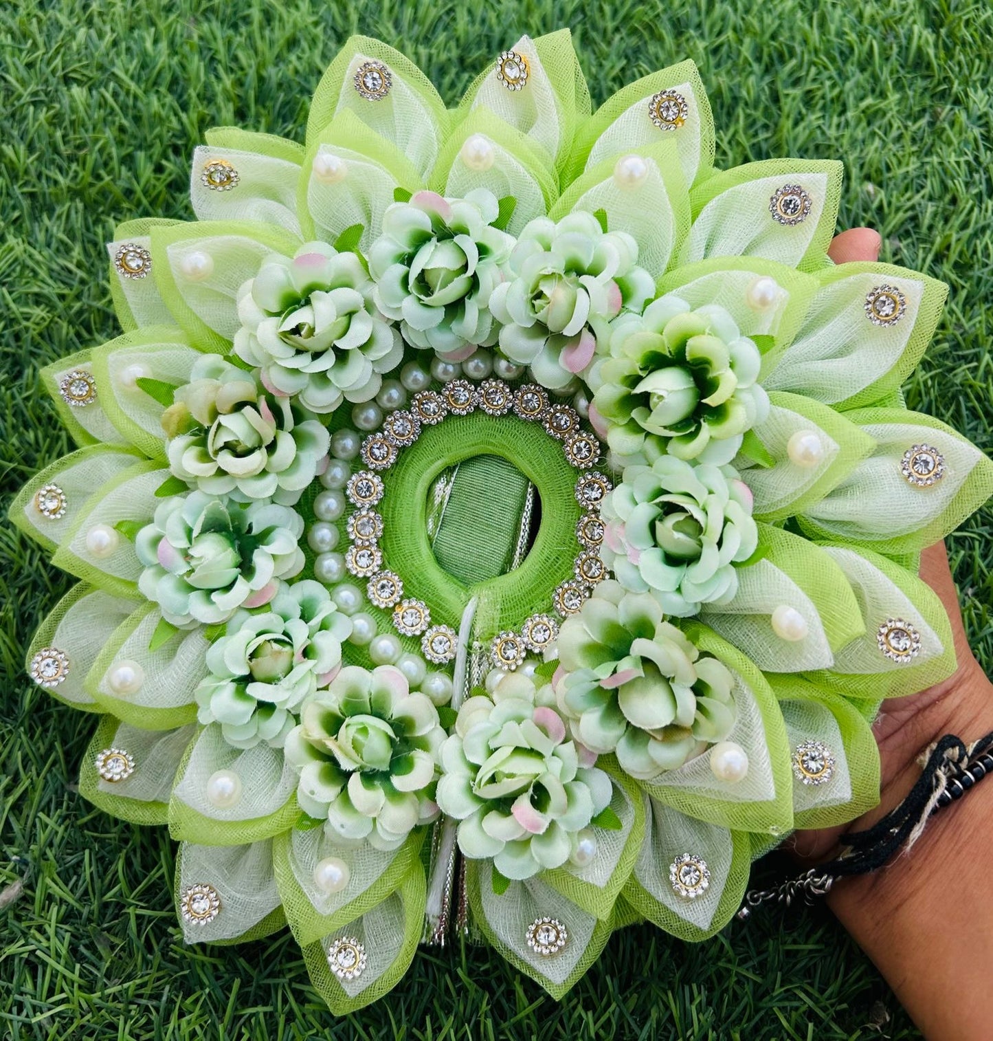 Floral heavy poshak with pagdi for laddu gopal/ radha rani