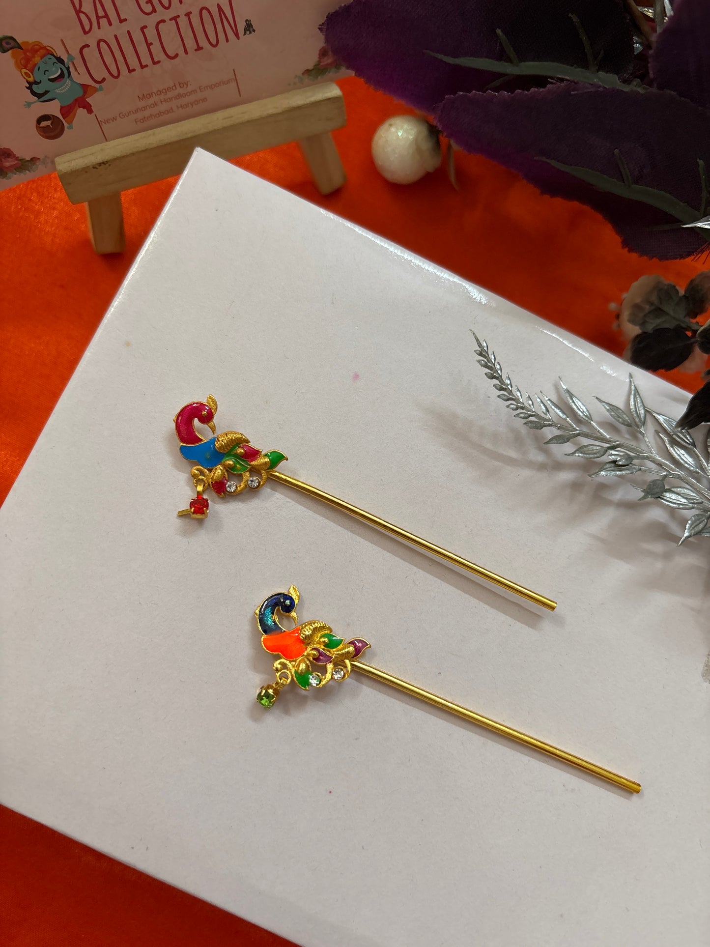 Peacock colorful bansi for laddu gopal