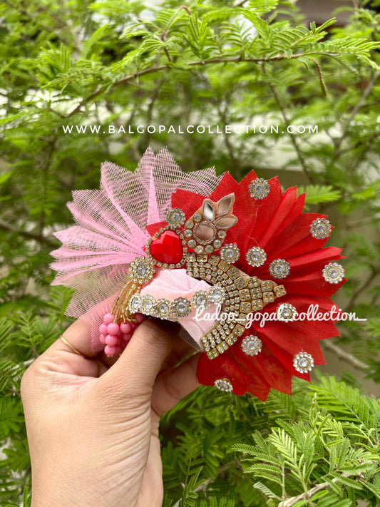 Heavy work pink poshak for laddu gopal