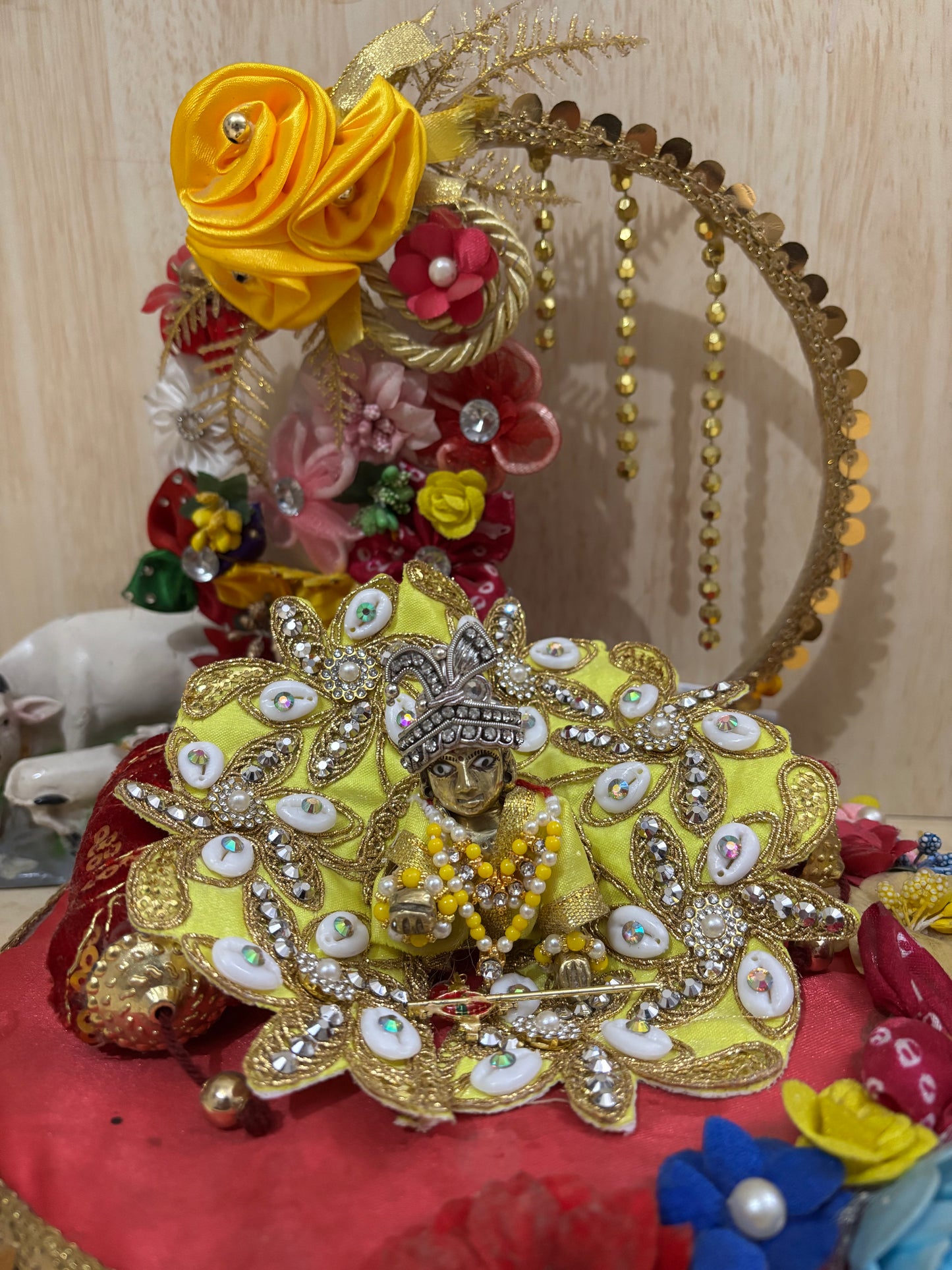 Yellow work poshak for laddu gopal