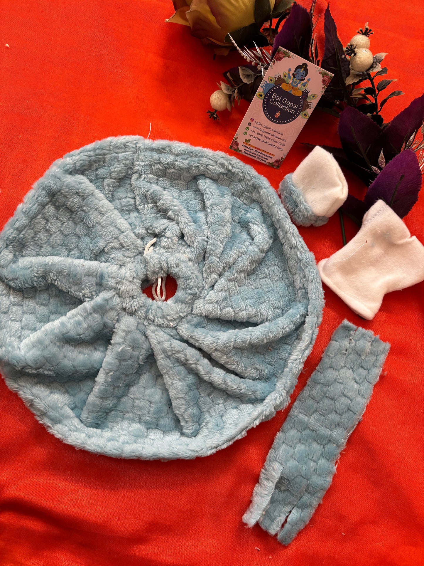 Winter warm frock with cap and muffler for laddu Gopal