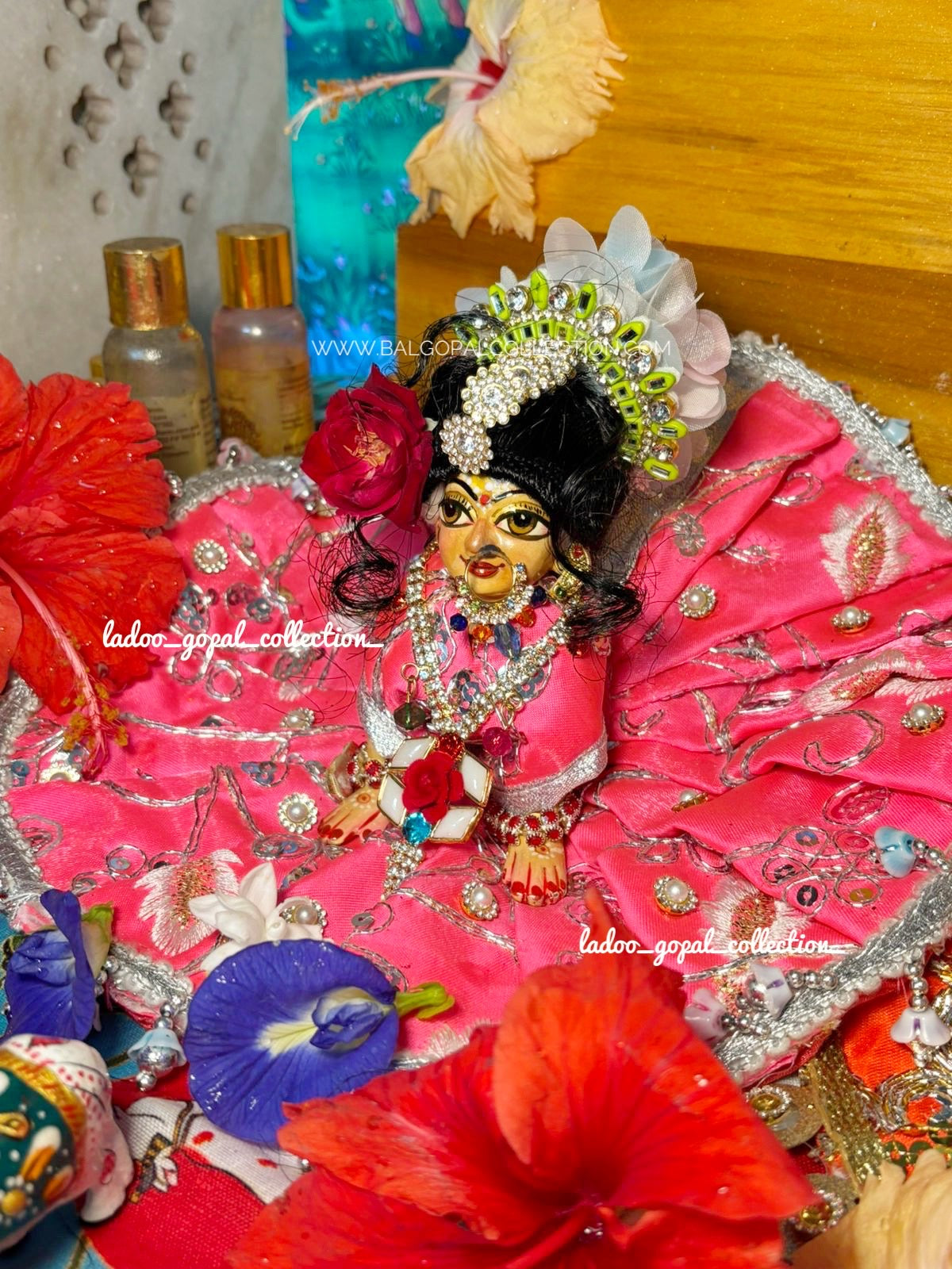 Heavy pink poshak for laddu gopal/ Radha rani
