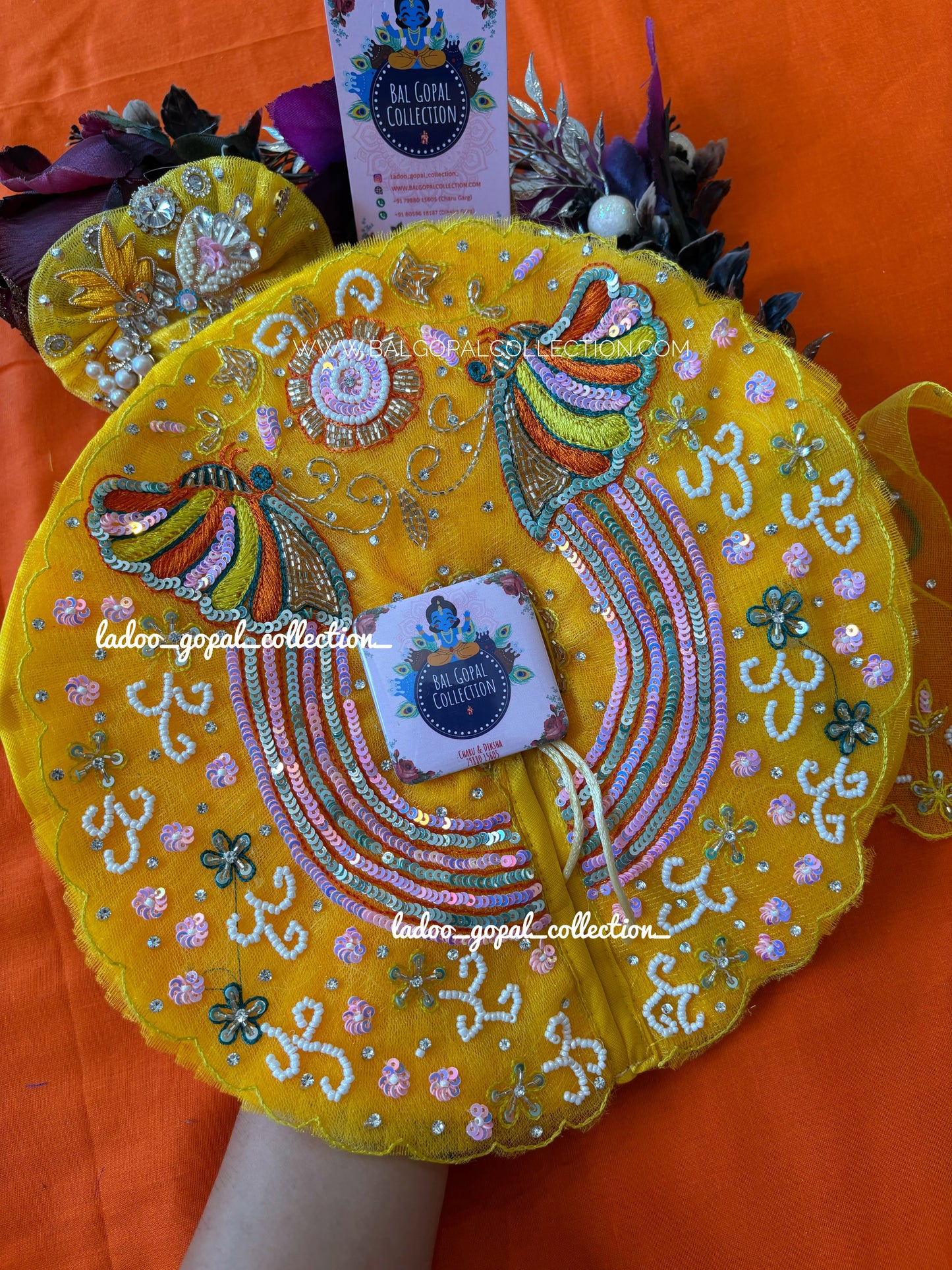 Yellow butterfly poshak with pagdi for laddu gopal