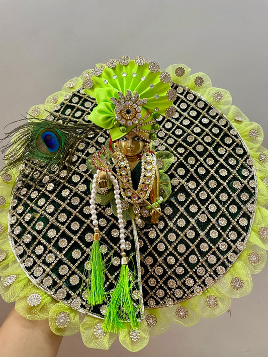 Green stone poshak without pagdi for laddu gopal size 5-6-7