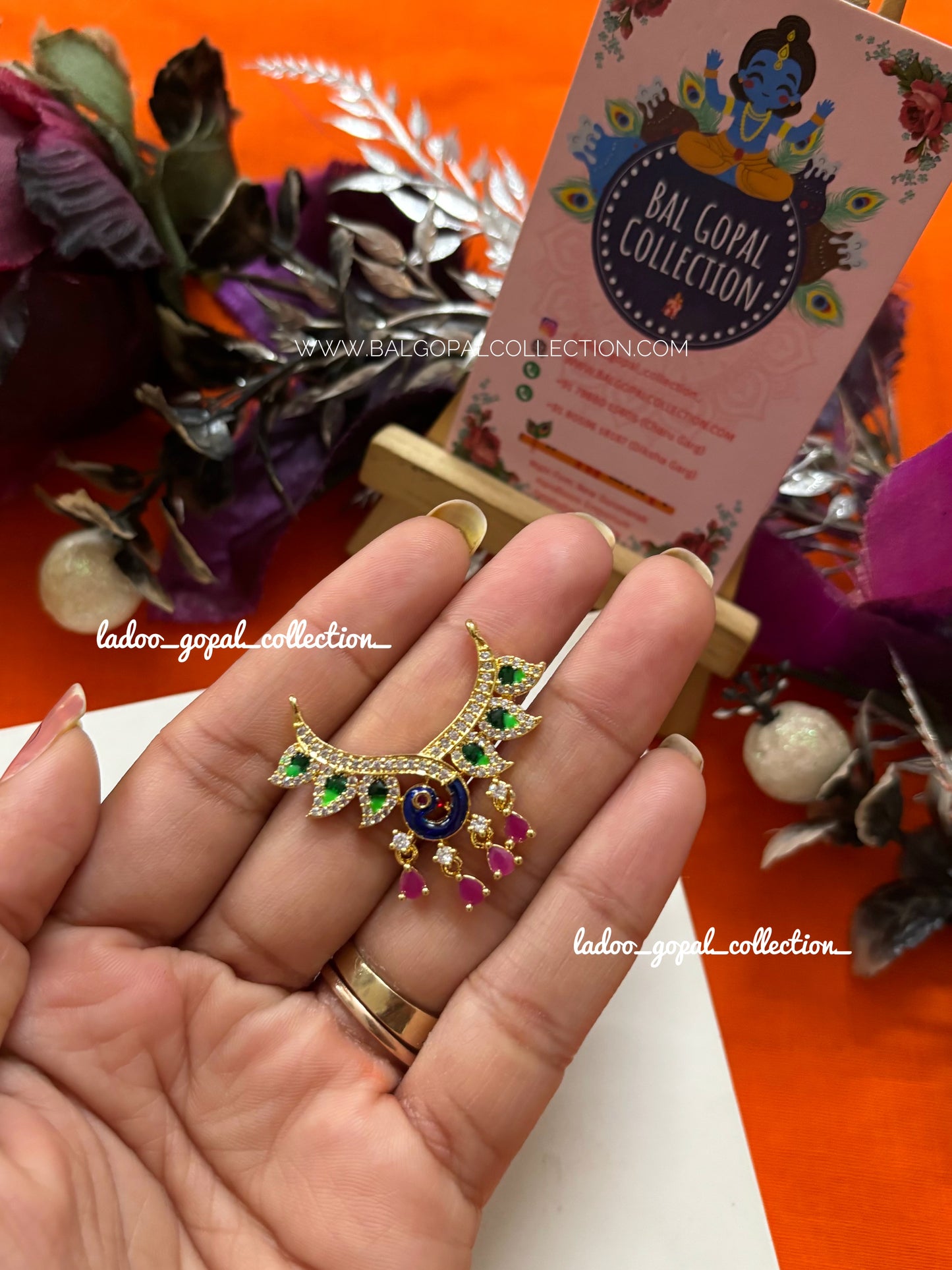 Peacock AD choker for laddu gopal size 3-4