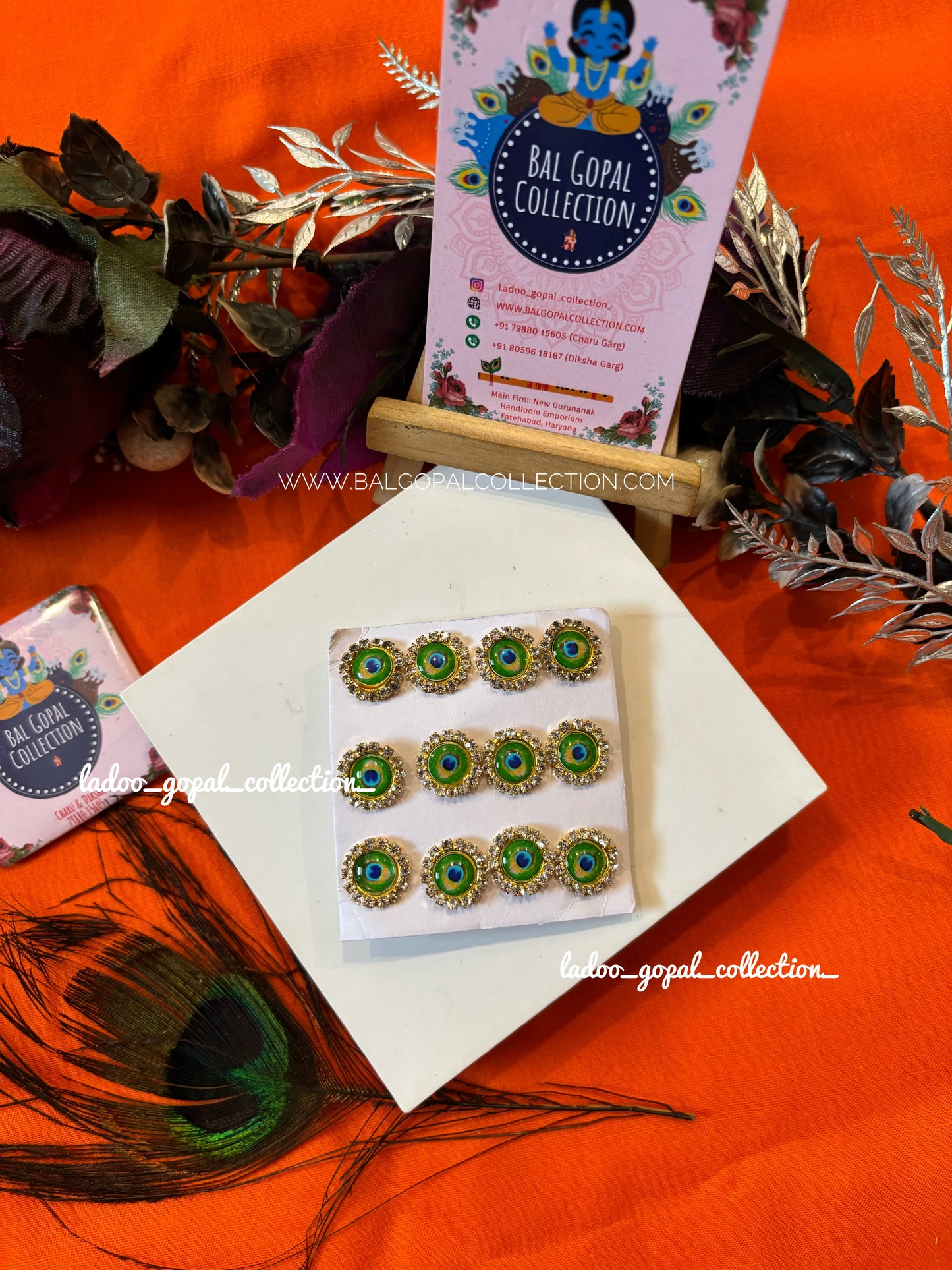 Peacock earrings for laddu gopal