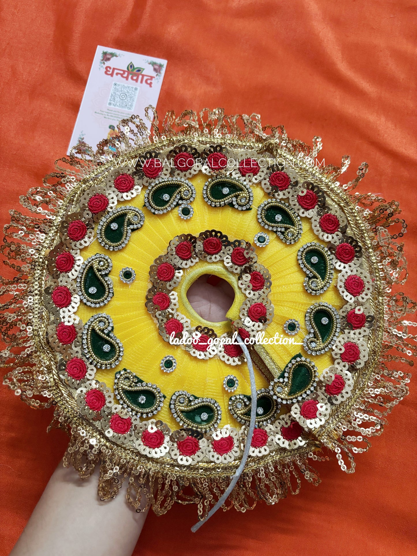 Heavy yellow poshak for radha rani and laddu gopal