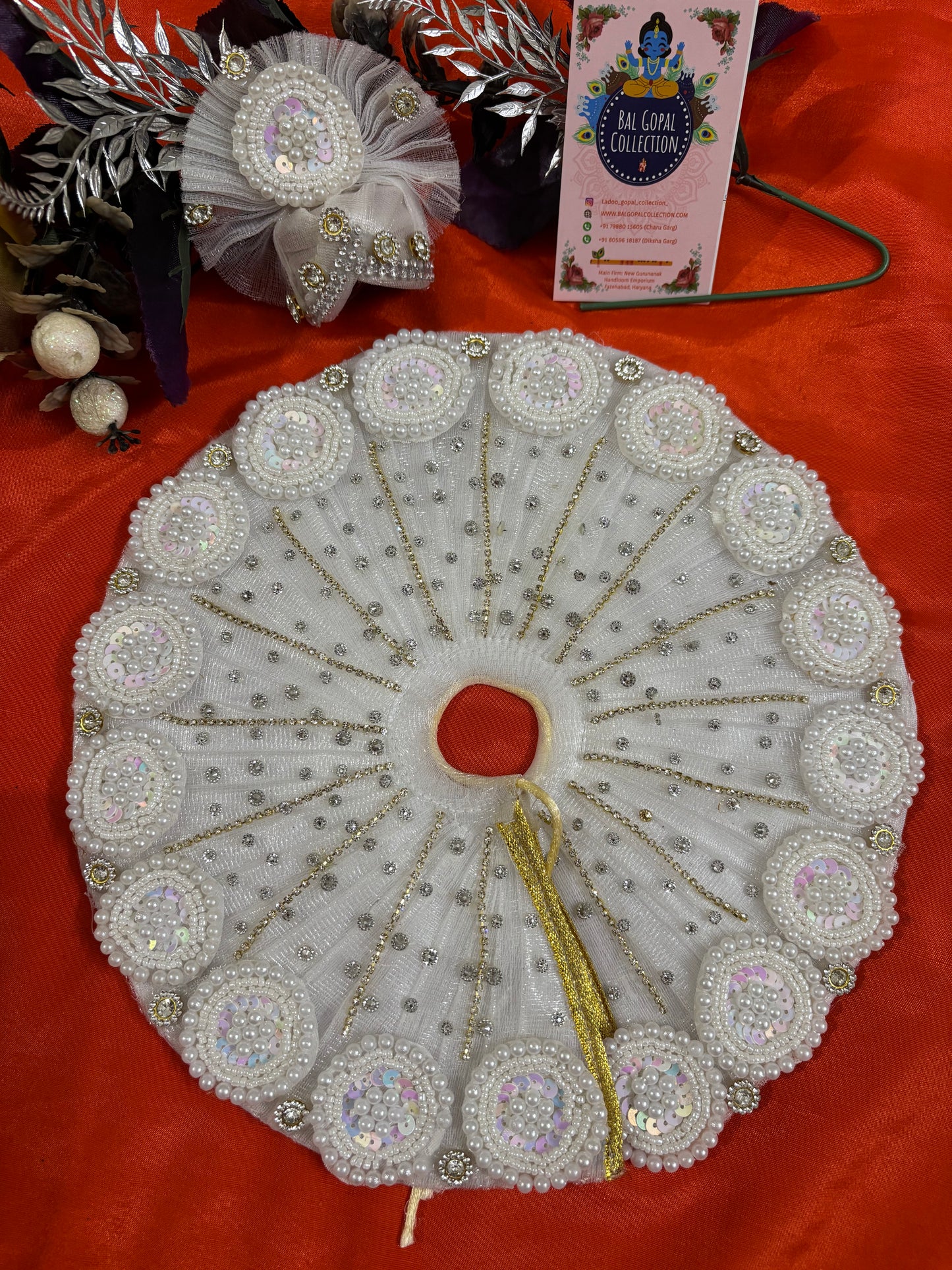 Pearls white poshak with pagdi for laddu gopal/ radha rani