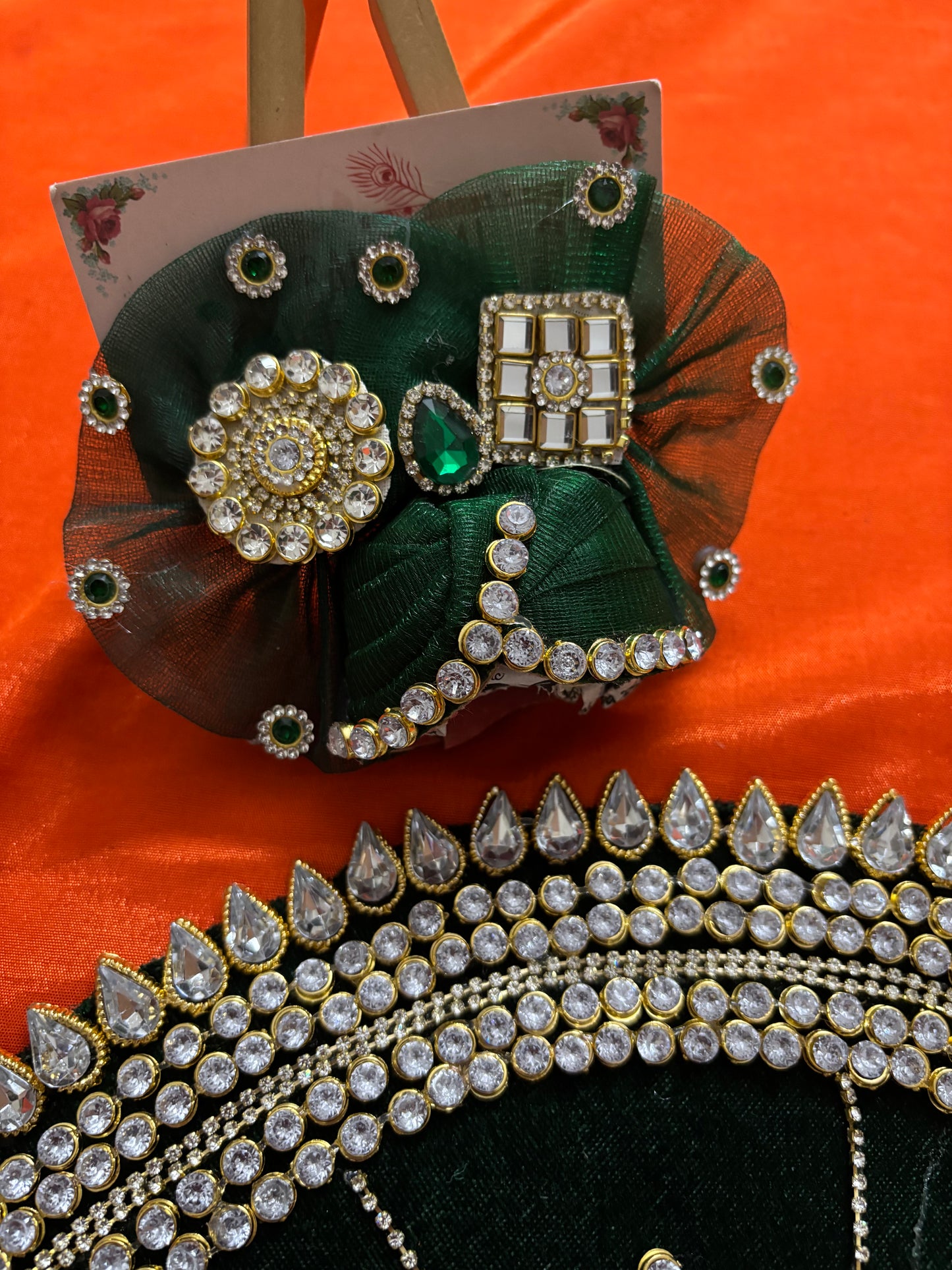 Heavy kudan dark green poshak for laddu gopal