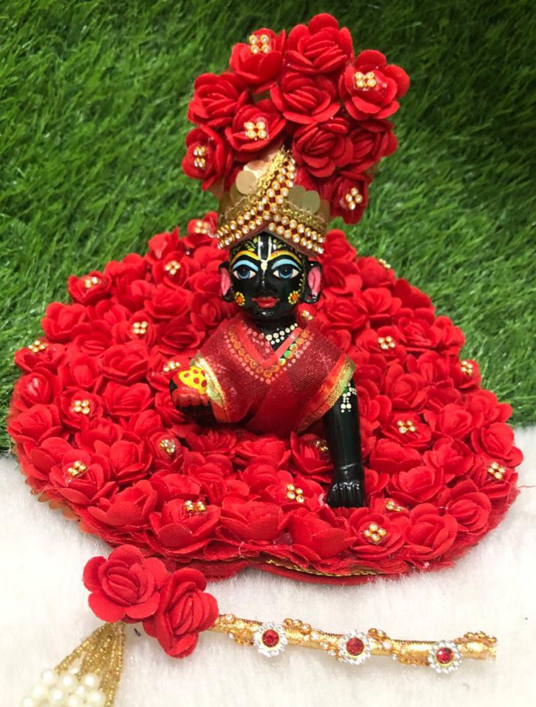 Roses poshak for laddu gopal with pagdi