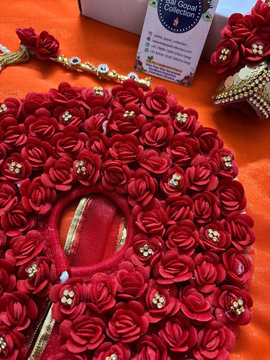 Roses poshak for laddu gopal with pagdi