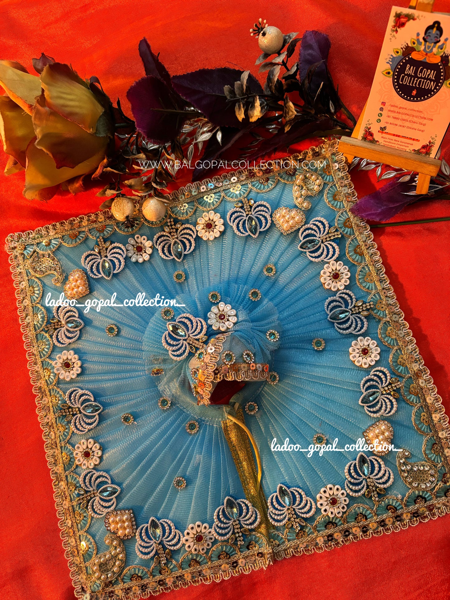 Heavy sky poshak with pagdi for laddu gopal