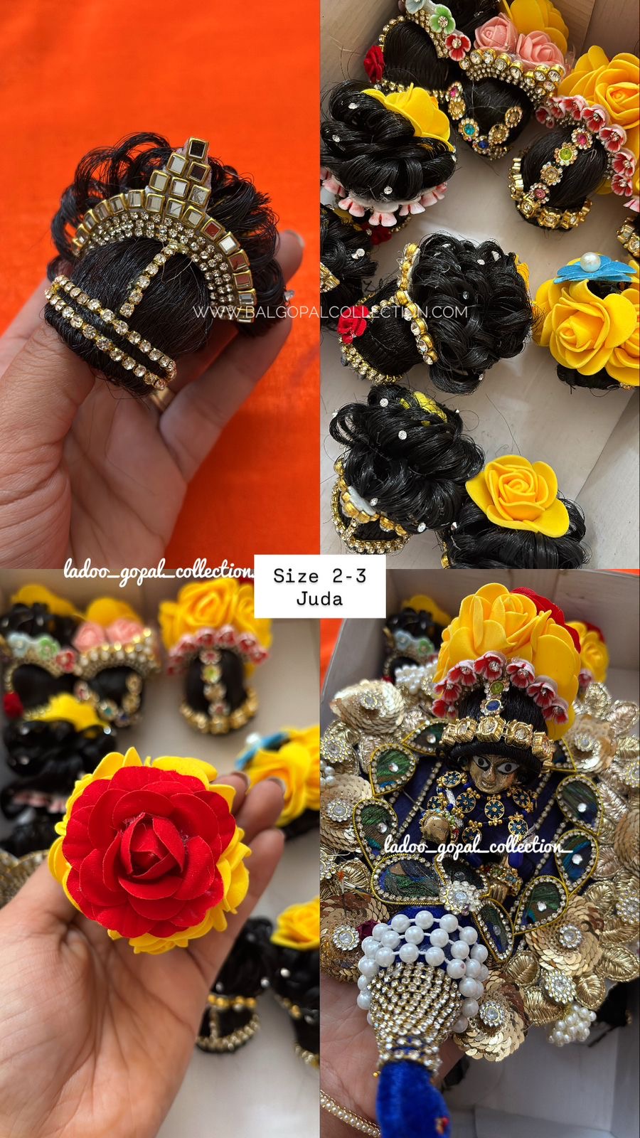 Heavy Floral Juda for Radha Rani size 2-3-4 | Deity Hair Accessory