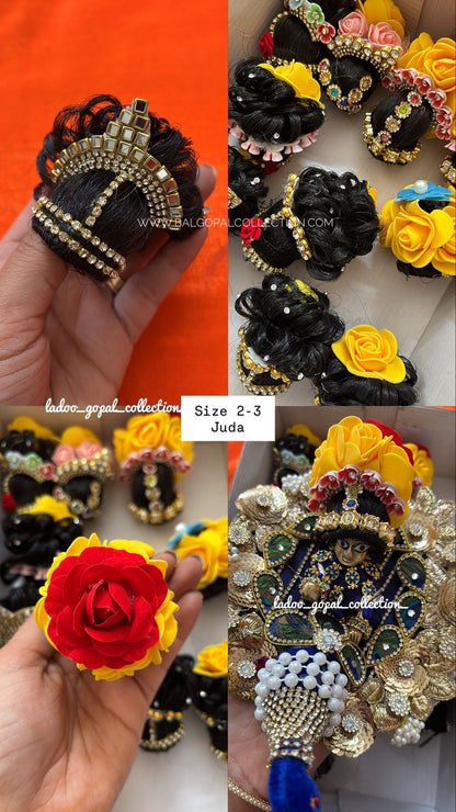 Heavy Floral Juda for Radha Rani size 2-3-4 | Deity Hair Accessory