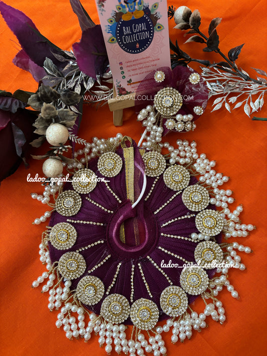 Wine color heavy poshak with pagdi for laddu gopal