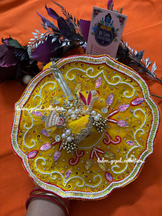 Yellow handwork poshak for laddu gopal