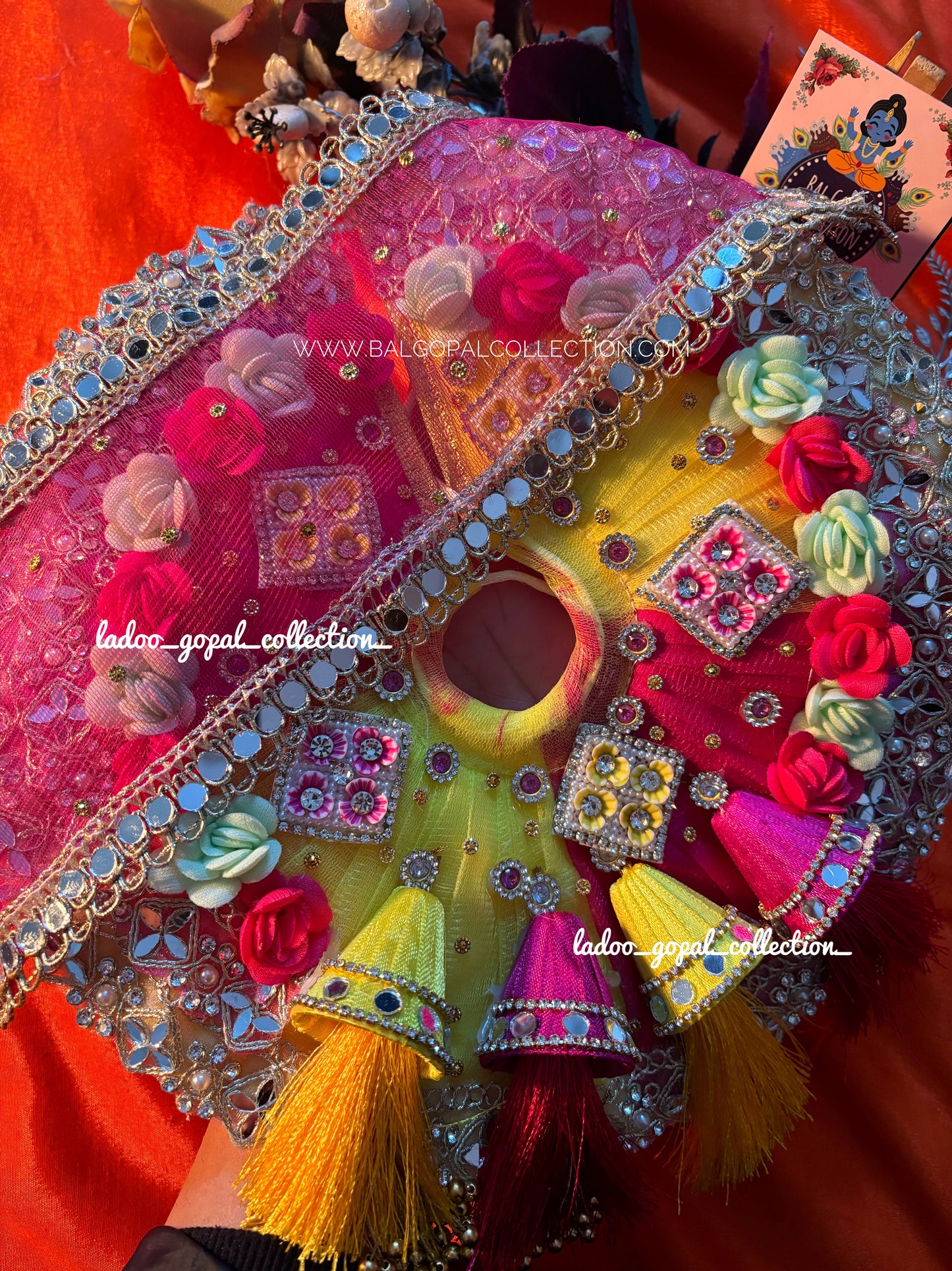 Heavy colorful poshak with pagdi for laddu gopal