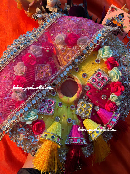 Heavy colorful poshak with pagdi for laddu gopal
