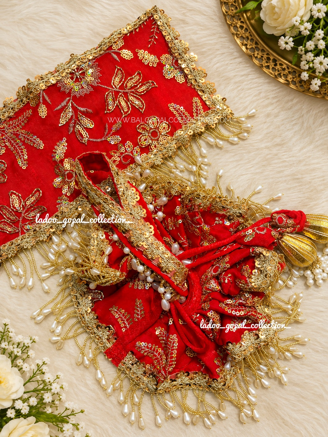 Premium red poshak for laddu Gopal/Radha rani