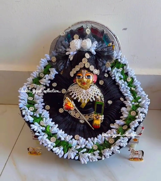 Black flowers poshak for laddu gopal