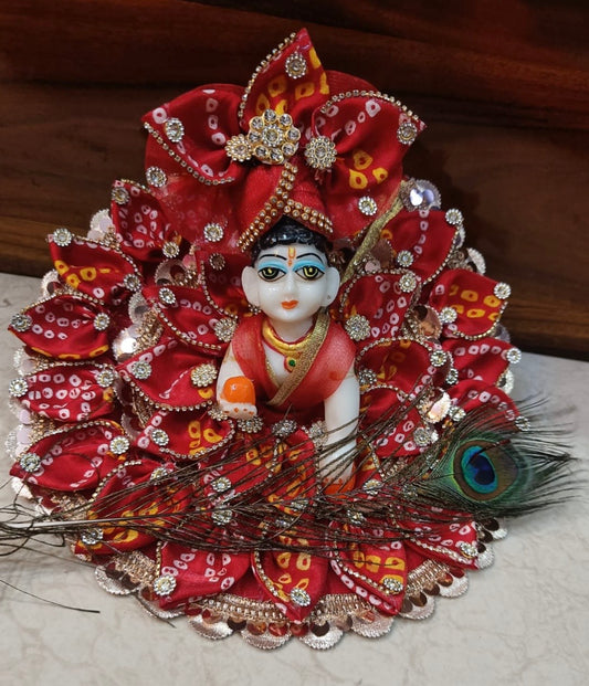 Heavy petal poshak in bandhani look for laddu gopal and Radha rani