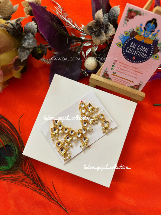 Kundan Mala with Earrings for Laddu Gopal size 4-5-6