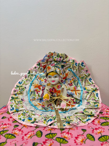 Double frill cotton poshak with pagdi