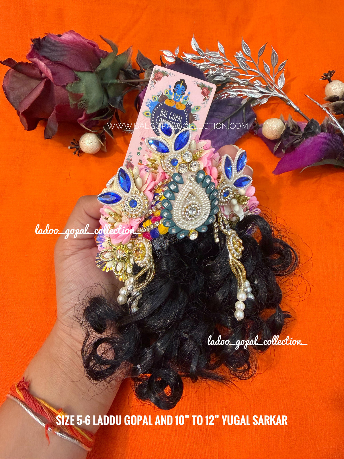 Heavy designer kesh for laddu gopal size 5-6