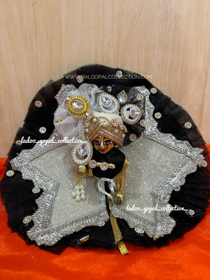 Black silver star poshak for laddu gopal