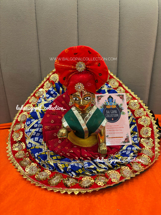 Heavy bandhej poshak for laddu gopal size 5