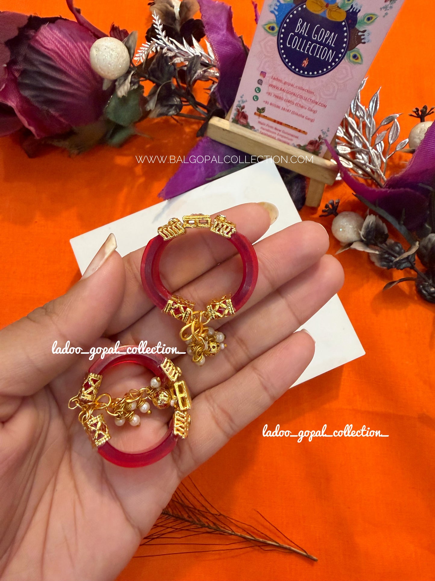 Heavy red bangles for Radha Krishna