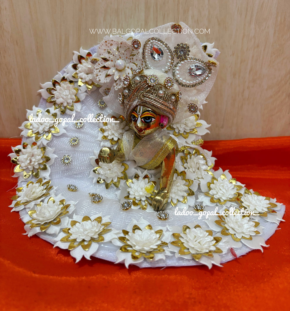 White moon laddu gopal poshak – Bal Gopal Collection